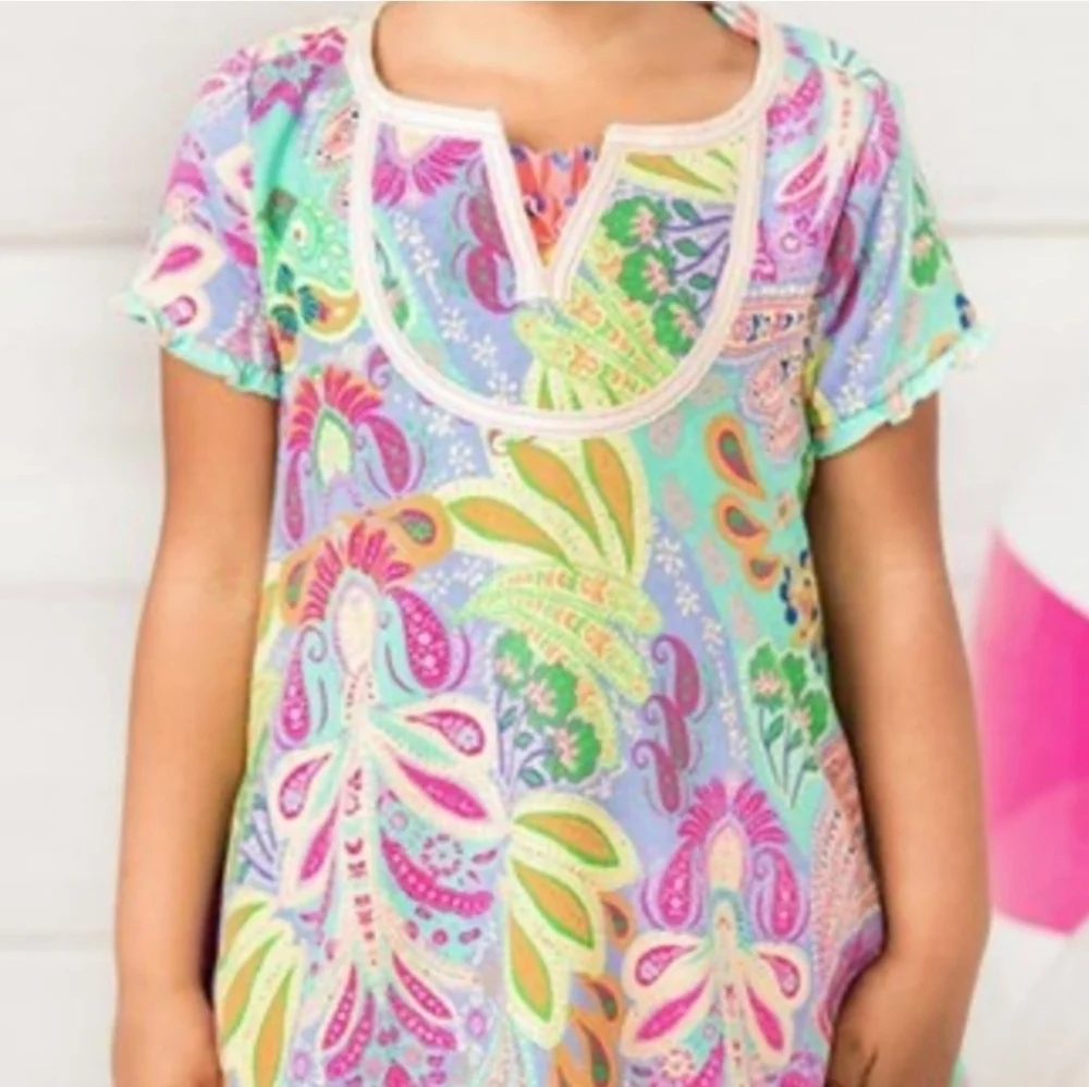 Matilda Jane Treasure Trove Aqua Fuchsia Paisley Floral Swim Cover Up Size 14